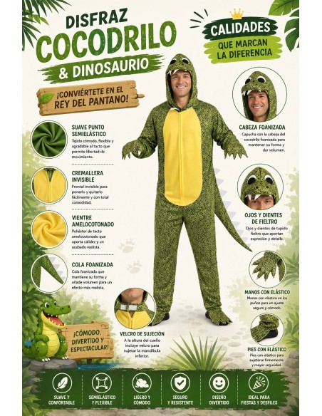Costume Coccodrillo & Dinosauro Taglia L | Costumi per Adulti Il Re del Carnevale